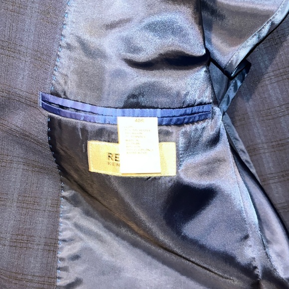 Reaction Kenneth Cole sport coat / blazer blue plaid 40R - Picture 3 of 5